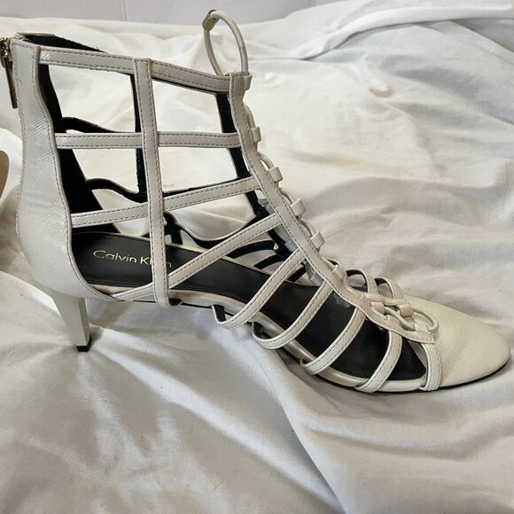 Calvin Klein Women's Neah Caged Sandals White Gladiator Size 9.5 M Excellent Con - Picture 10 of 16